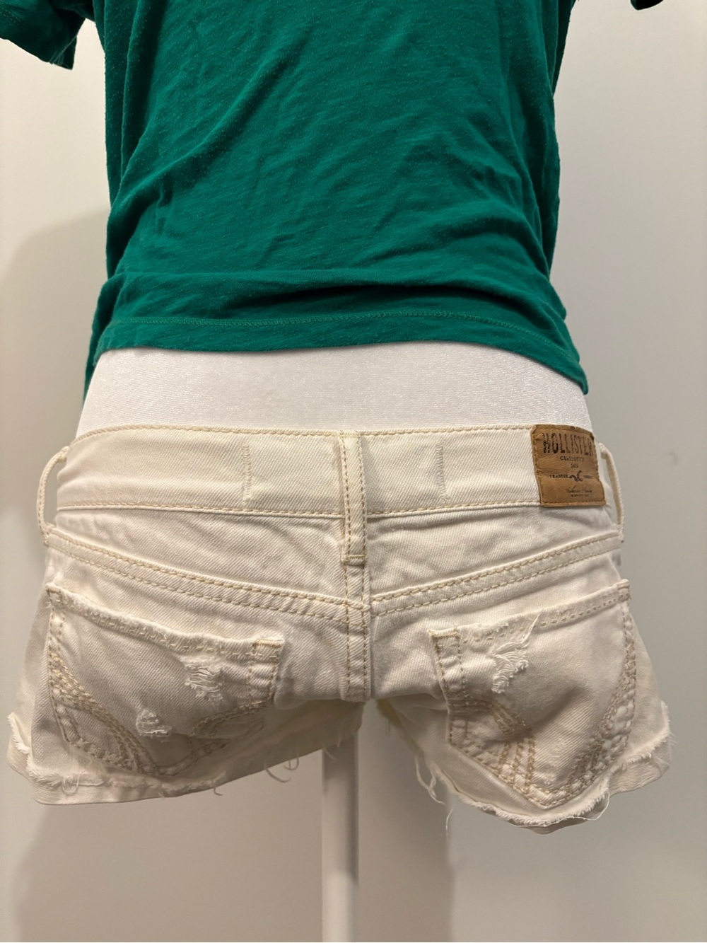 White Low Rise Distressed Denim Micro Shorts Y2K Hot Pants
